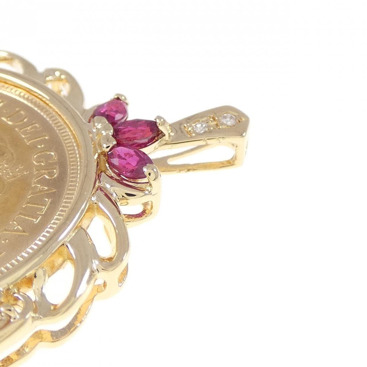 K18YG(枠) ルビー コイン ペンダント 0.73CT