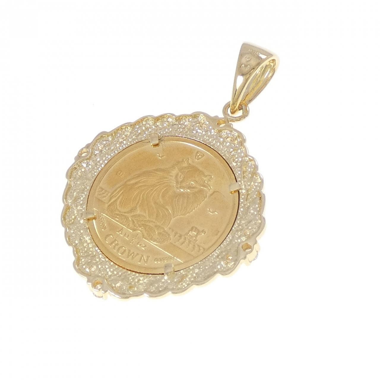 K18YG(枠) ダイヤモンド コイン ペンダント 0.25CT