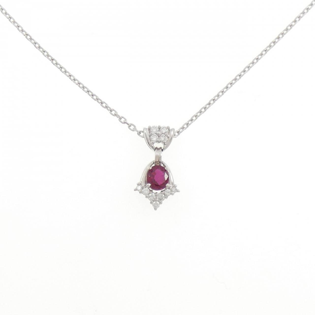PT900/PT850 ルビー ネックレス 0.62CT