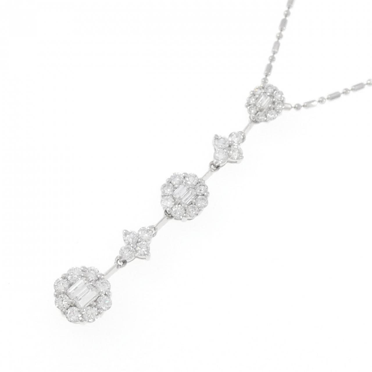 K18WG Flower Diamond Necklace 0.82CT