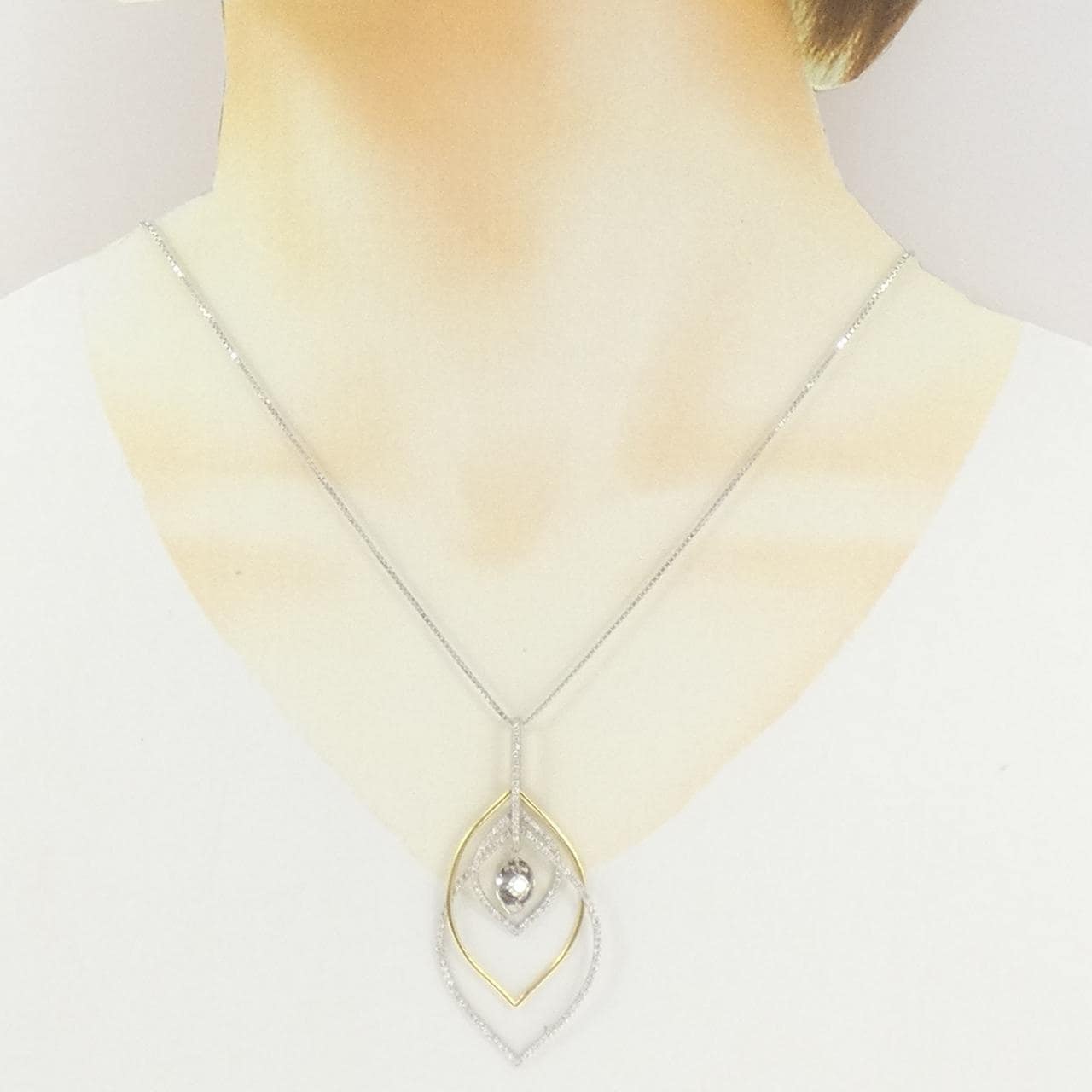 K18WG/K18YG ダイヤモンド ネックレス 0.169CT