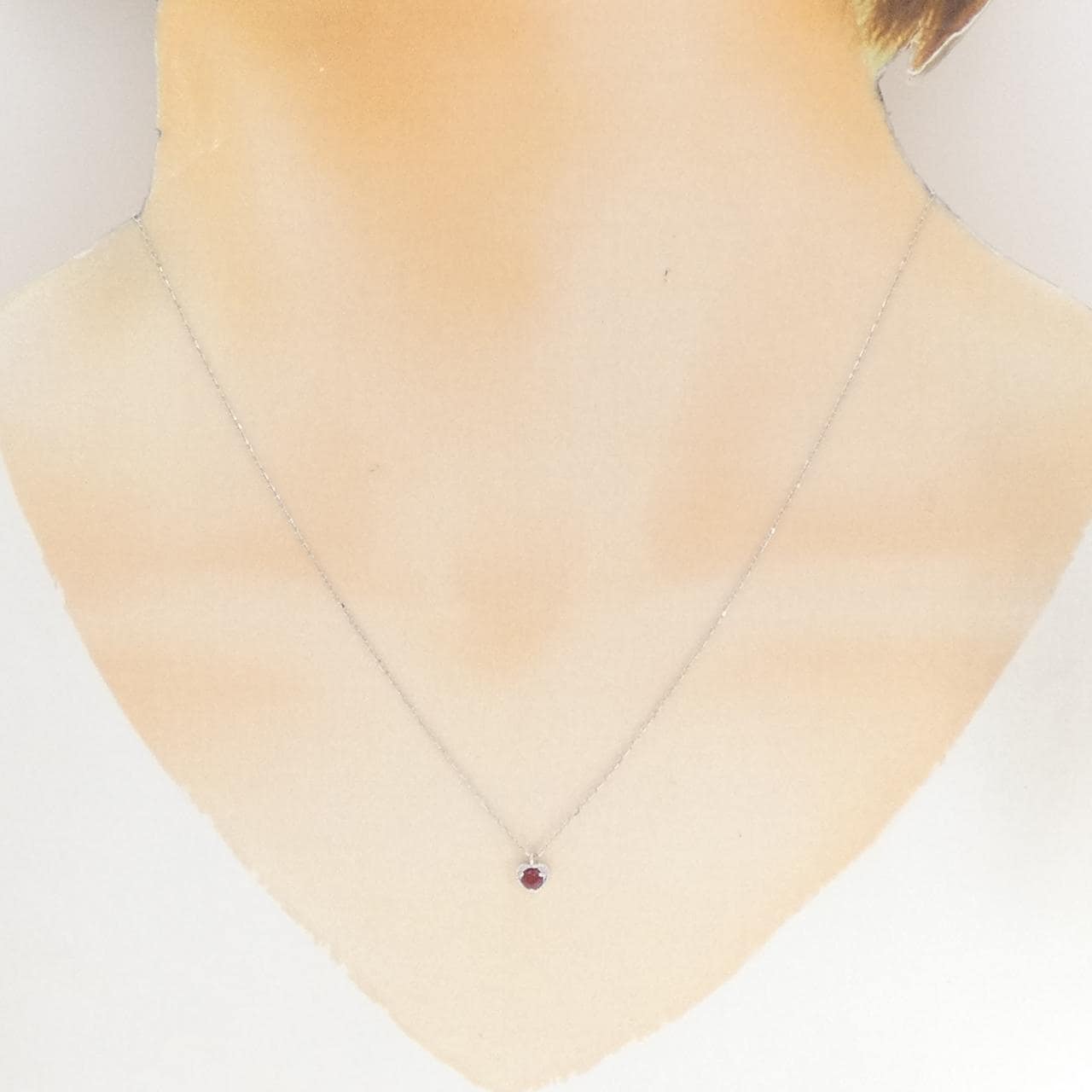 K10WG ハート ガーネット ネックレス