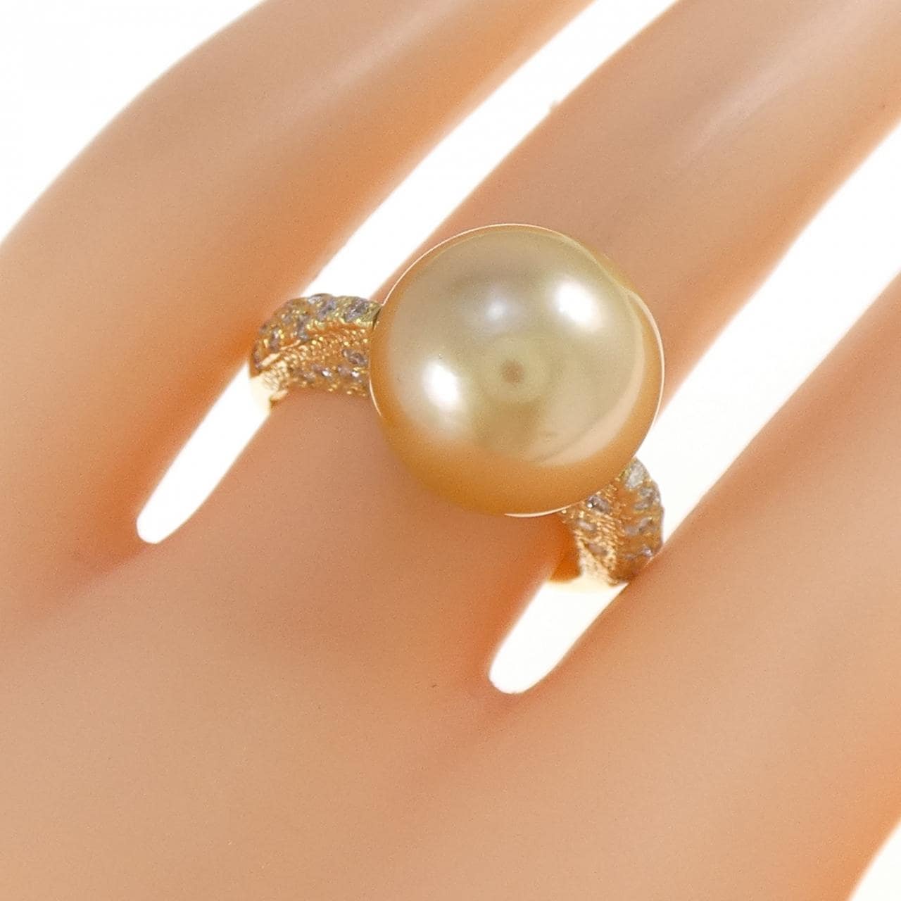K18YG 白蝶パール リング 12.2mm