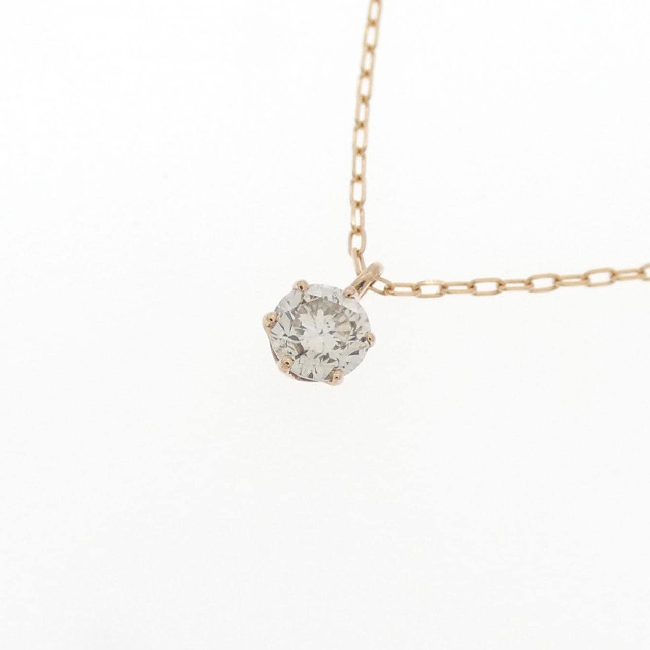 K18PG单钻钻石项链 0.13克拉