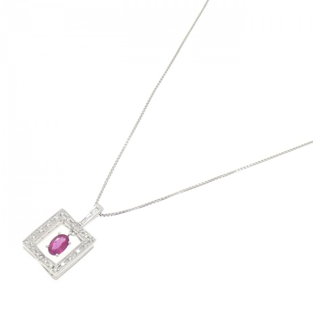 K18WG ルビー ネックレス 0.55CT