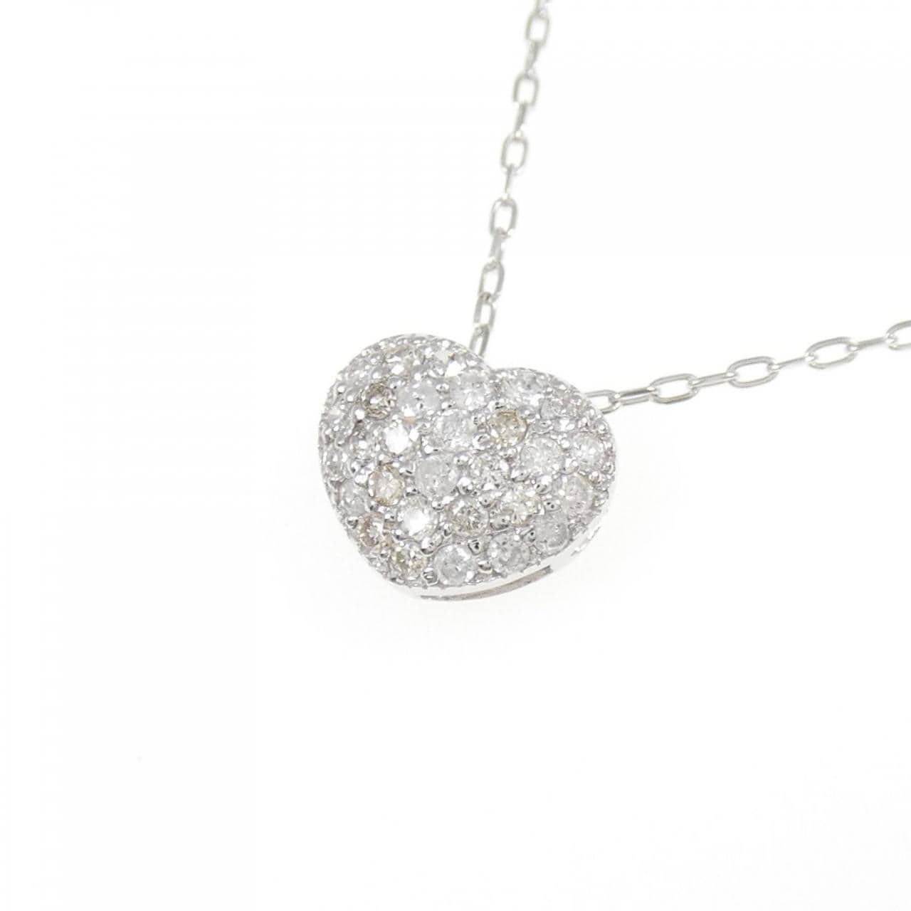 K18WG Heart Pave Diamond Necklace 0.30CT