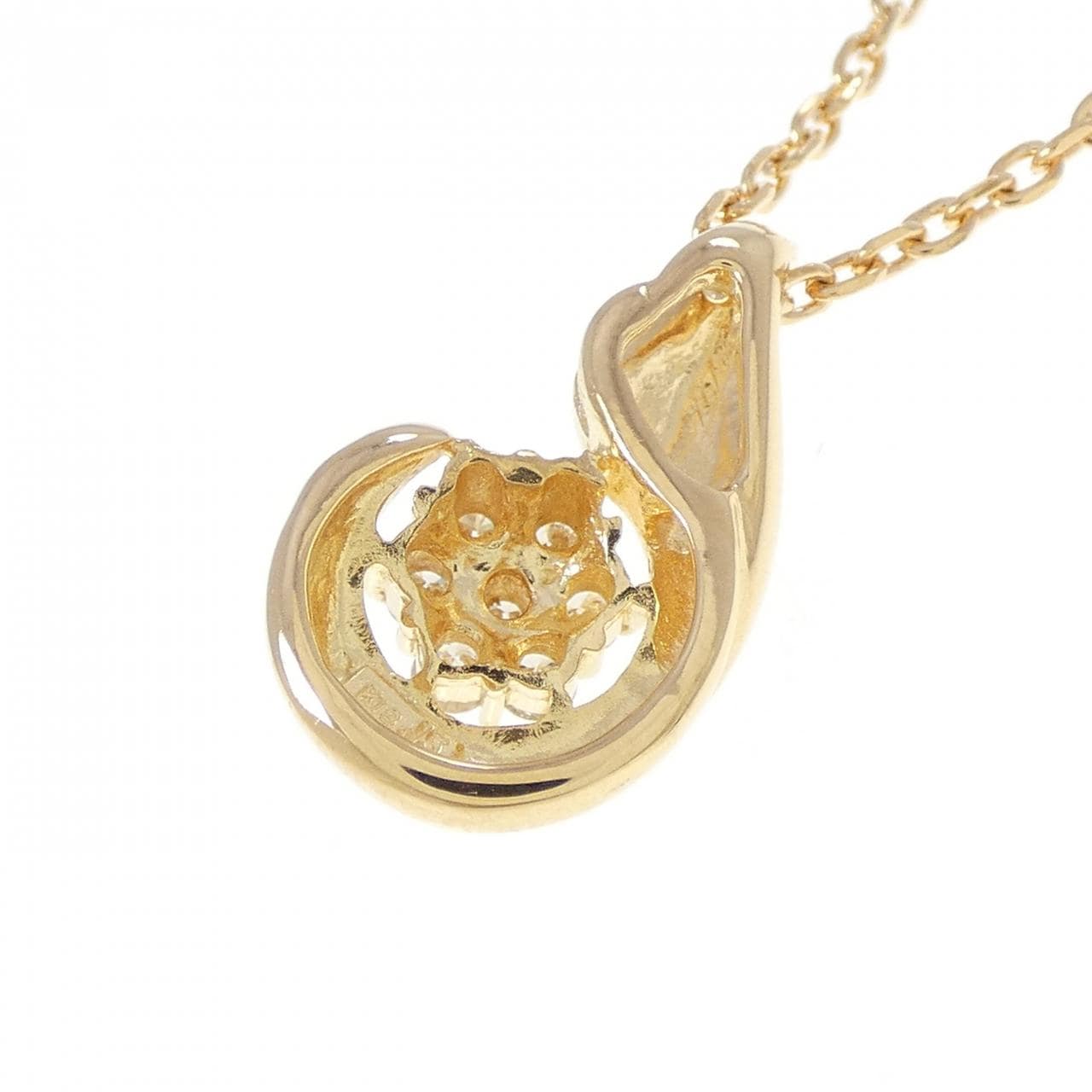 K18YG フラワー ダイヤモンド ネックレス 0.15CT