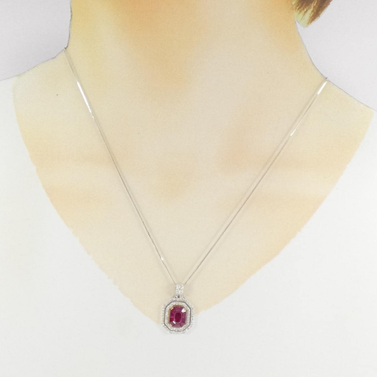 K18WG/K18PG ルビー ネックレス 1.38CT