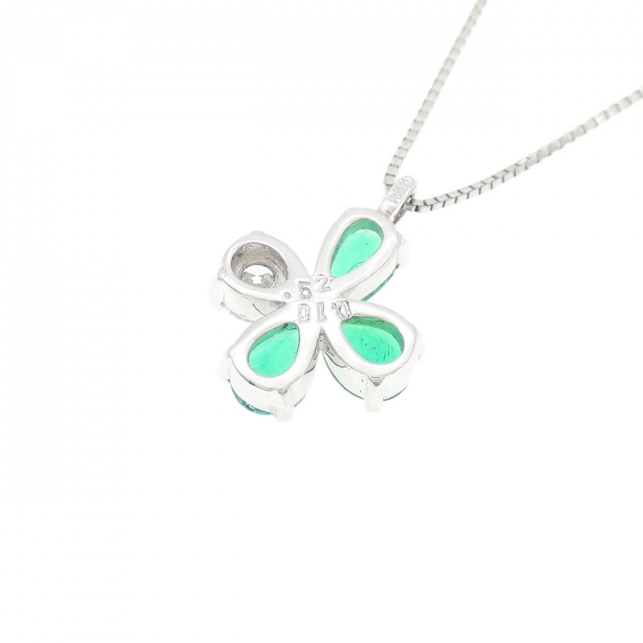 PT900/PT850 フラワー エメラルド ネックレス 0.52CT