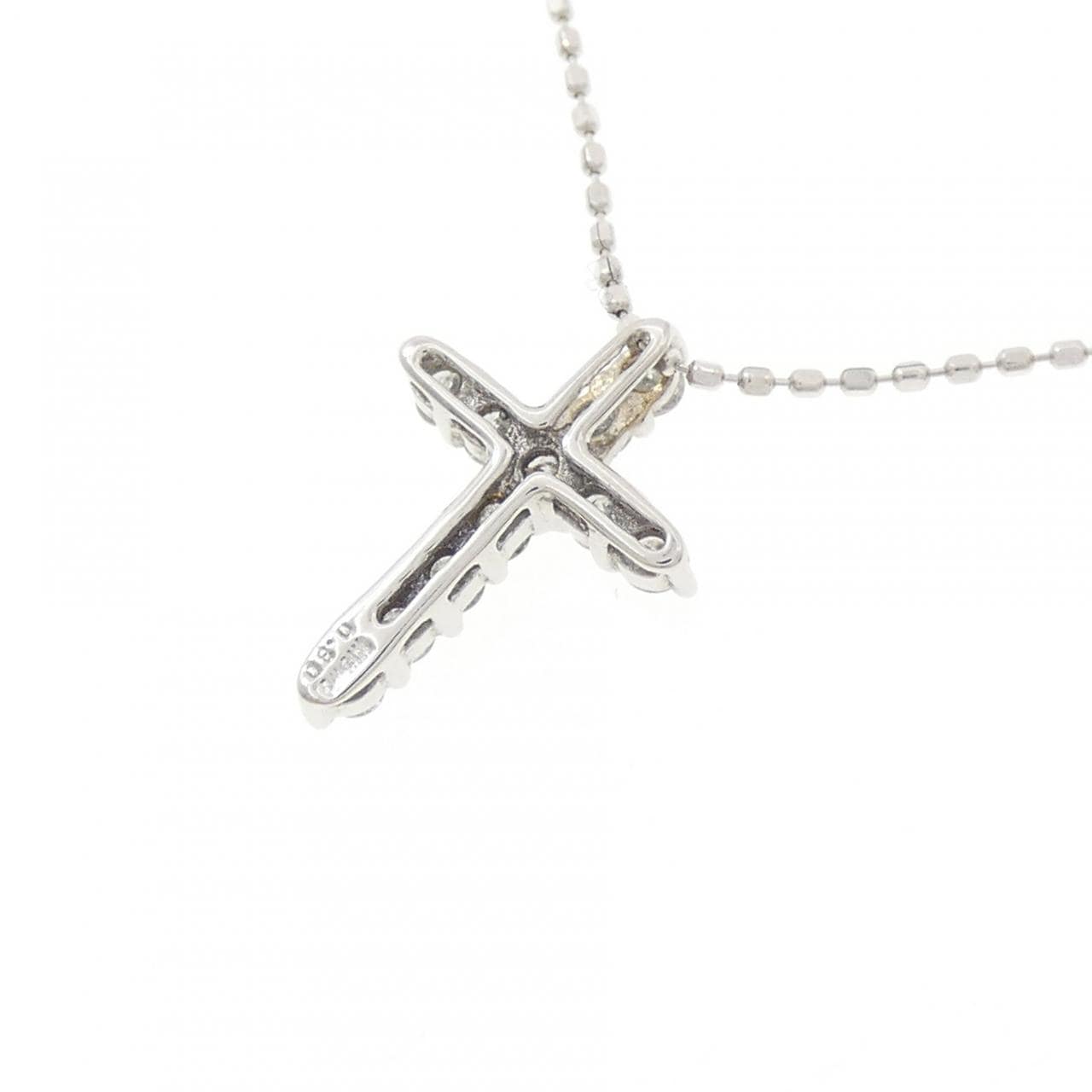 K18WG クロス ダイヤモンド ネックレス 0.30CT