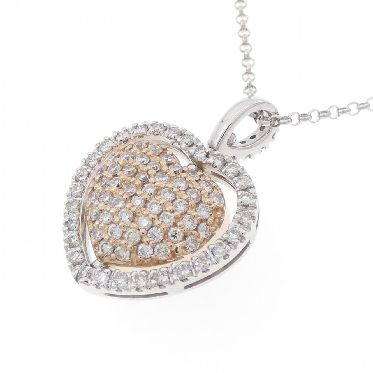 K18PG/K18WG ハート パヴェ ダイヤモンド ネックレス 1.07CT