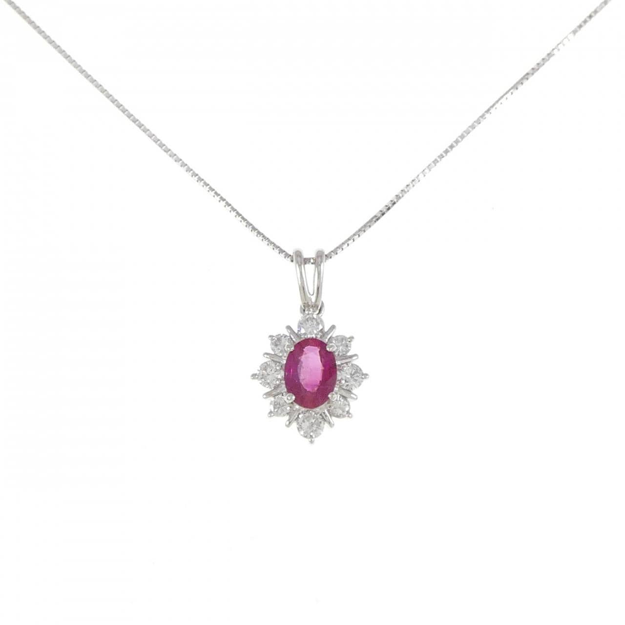 PT900/PT850 ルビー ネックレス 0.90CT ビルマ産