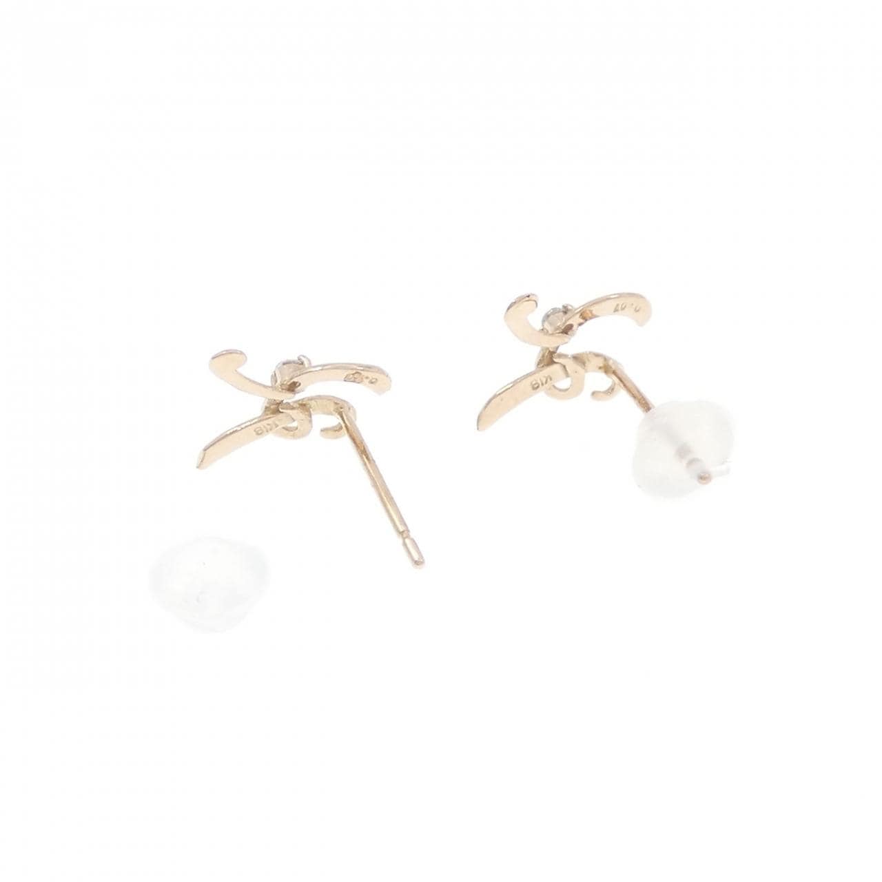 K18PG イニシャルK ダイヤモンド ピアス 0.02CT