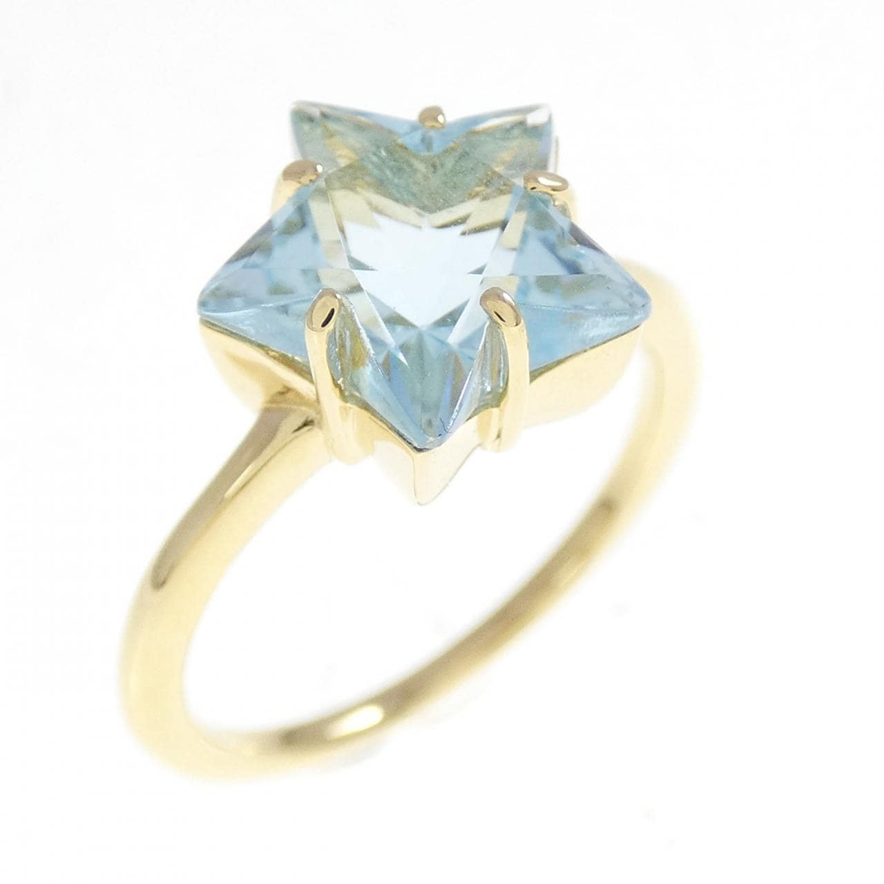 K18YG スター ブルートパーズ リング 3.19CT