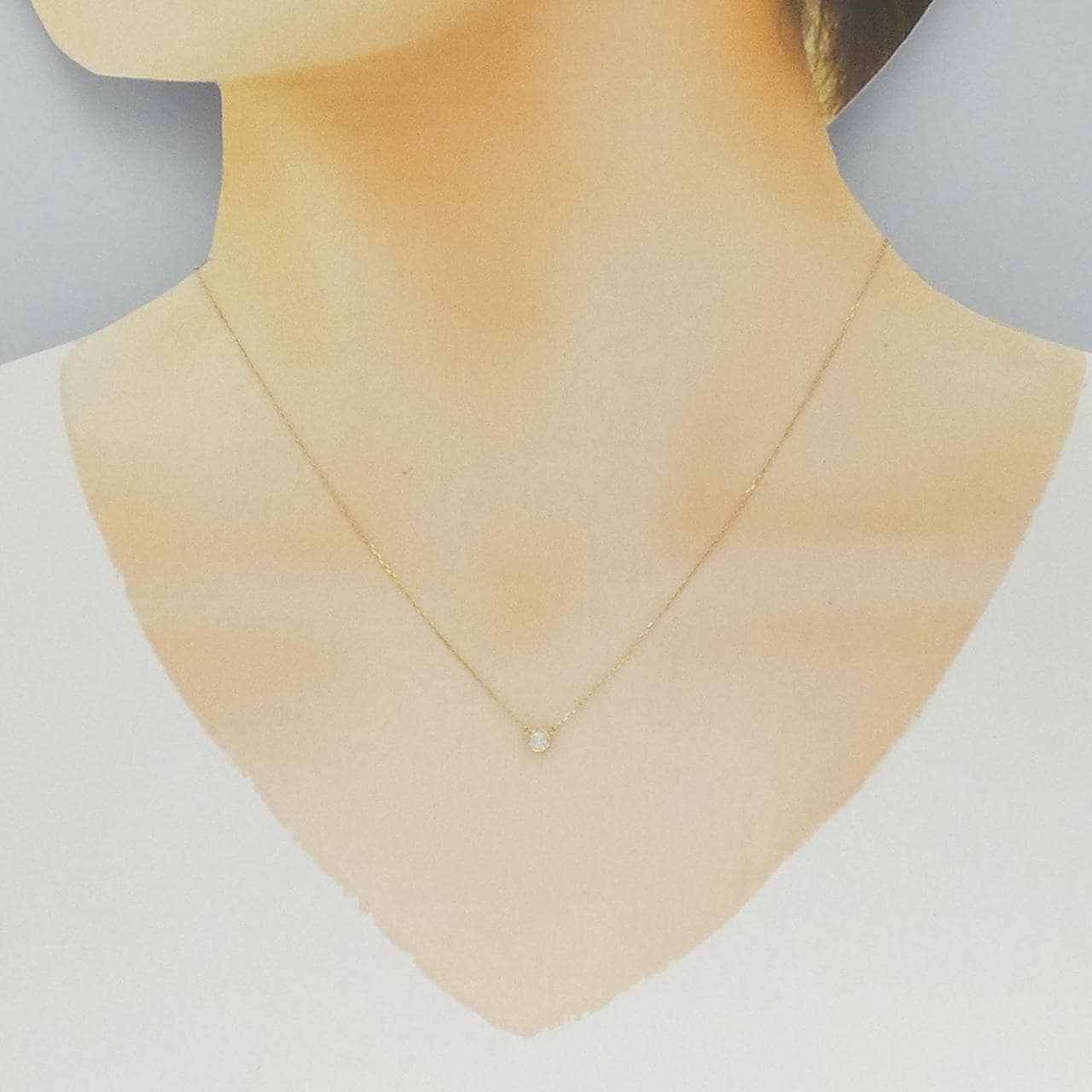 K18YG ソリティア ダイヤモンド ネックレス 0.085CT