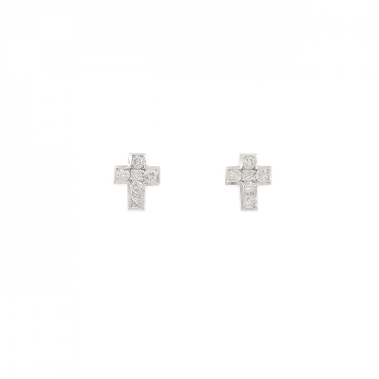 K18WG クロス ダイヤモンド ピアス 0.20CT