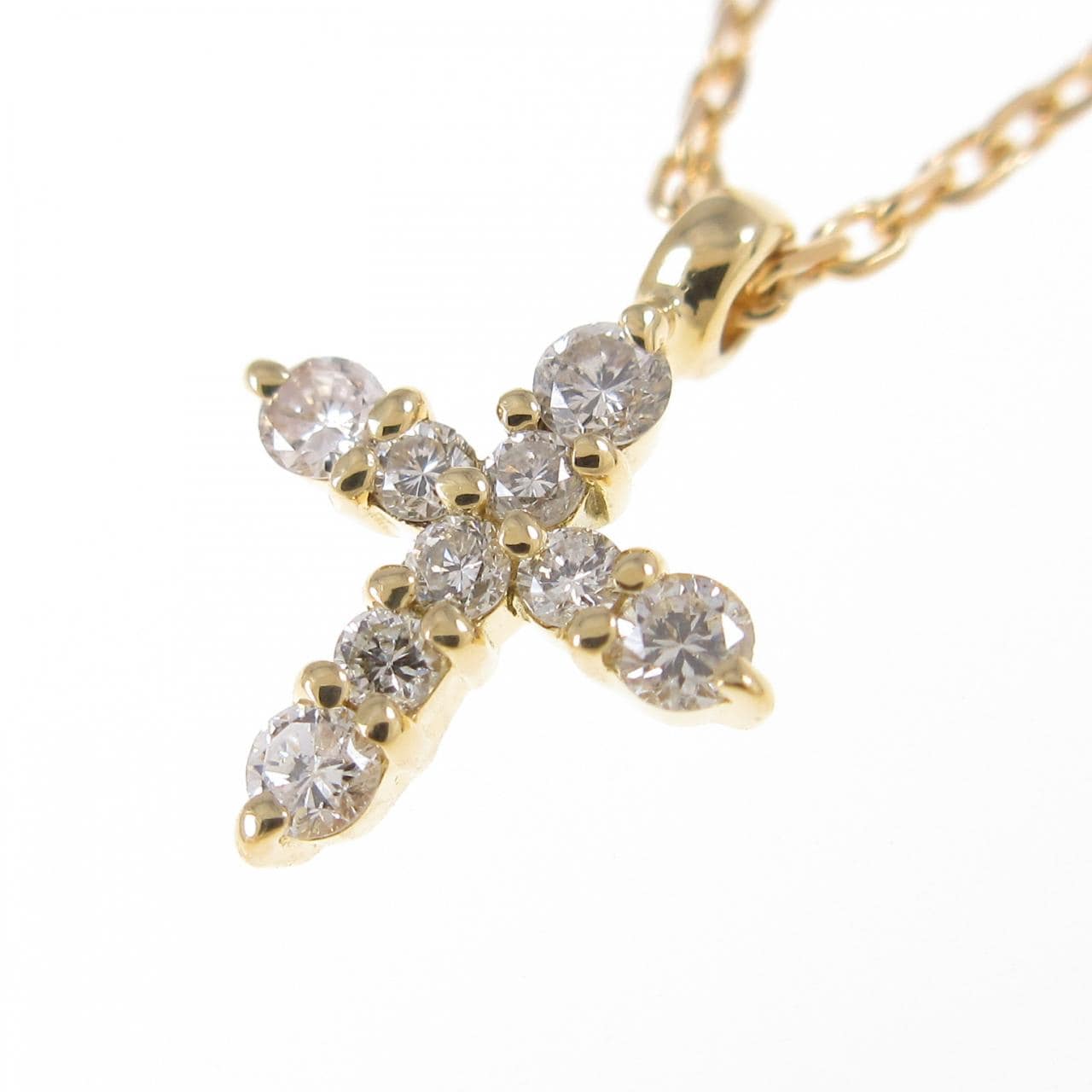 コメ兵｜K18YG クロス ダイヤモンド ネックレス 0.16CT｜ジュエリー