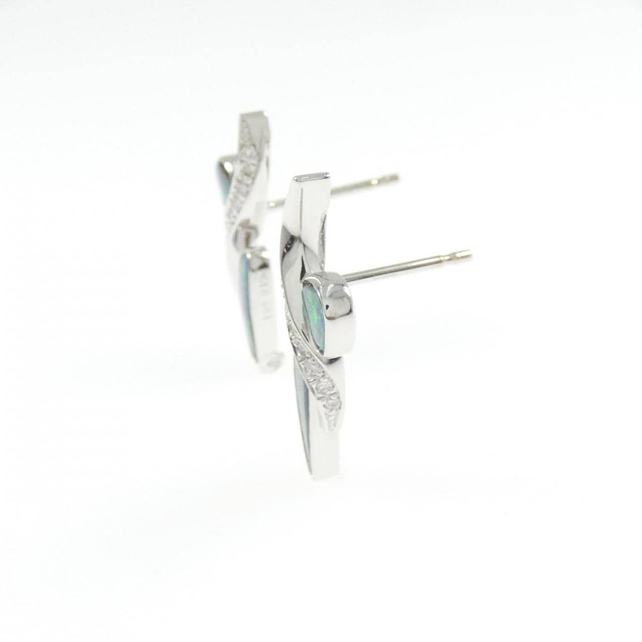 K18WG/K14WG ボルダーオパール ピアス 1.51CT