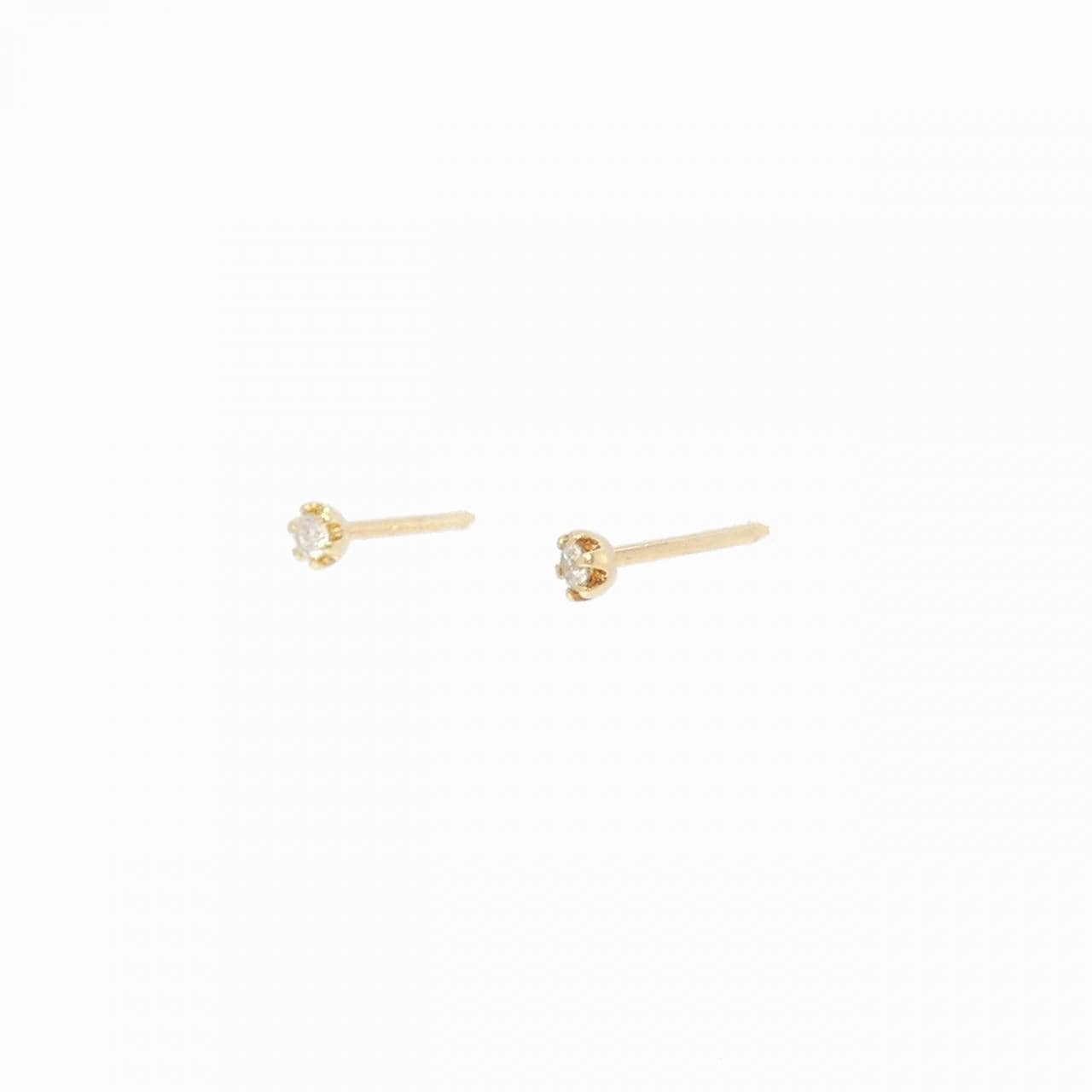 K18YG ソリティア ダイヤモンド ピアス 0.04CT