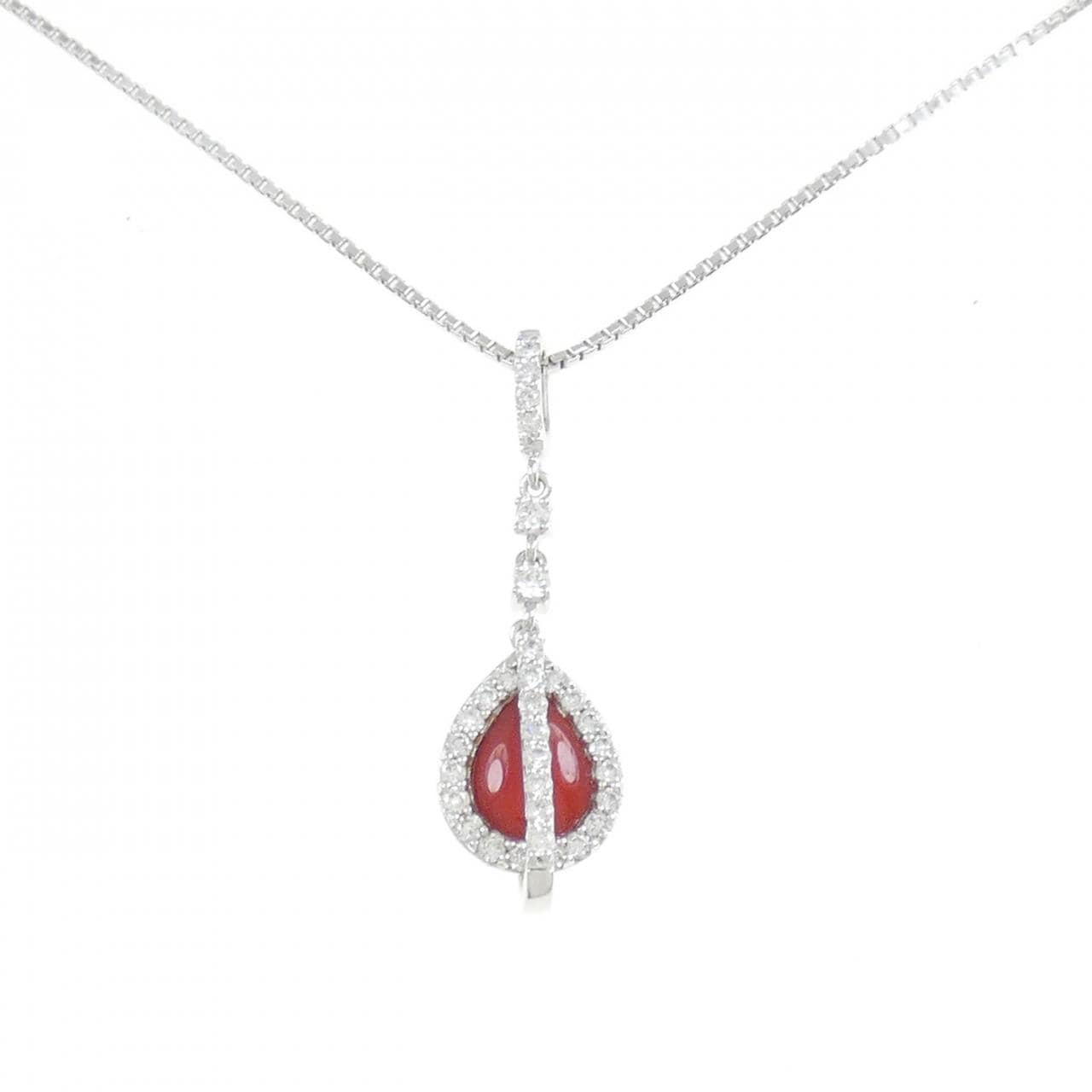 K18WG coral necklace