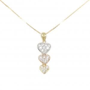 K18YG/PT900/K18PG ハート ダイヤモンド ネックレス 0.47CT