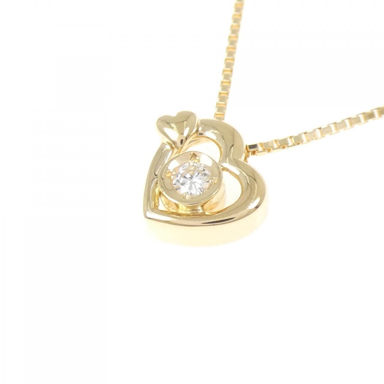 K18YG ハート ダイヤモンド ネックレス 0.10CT