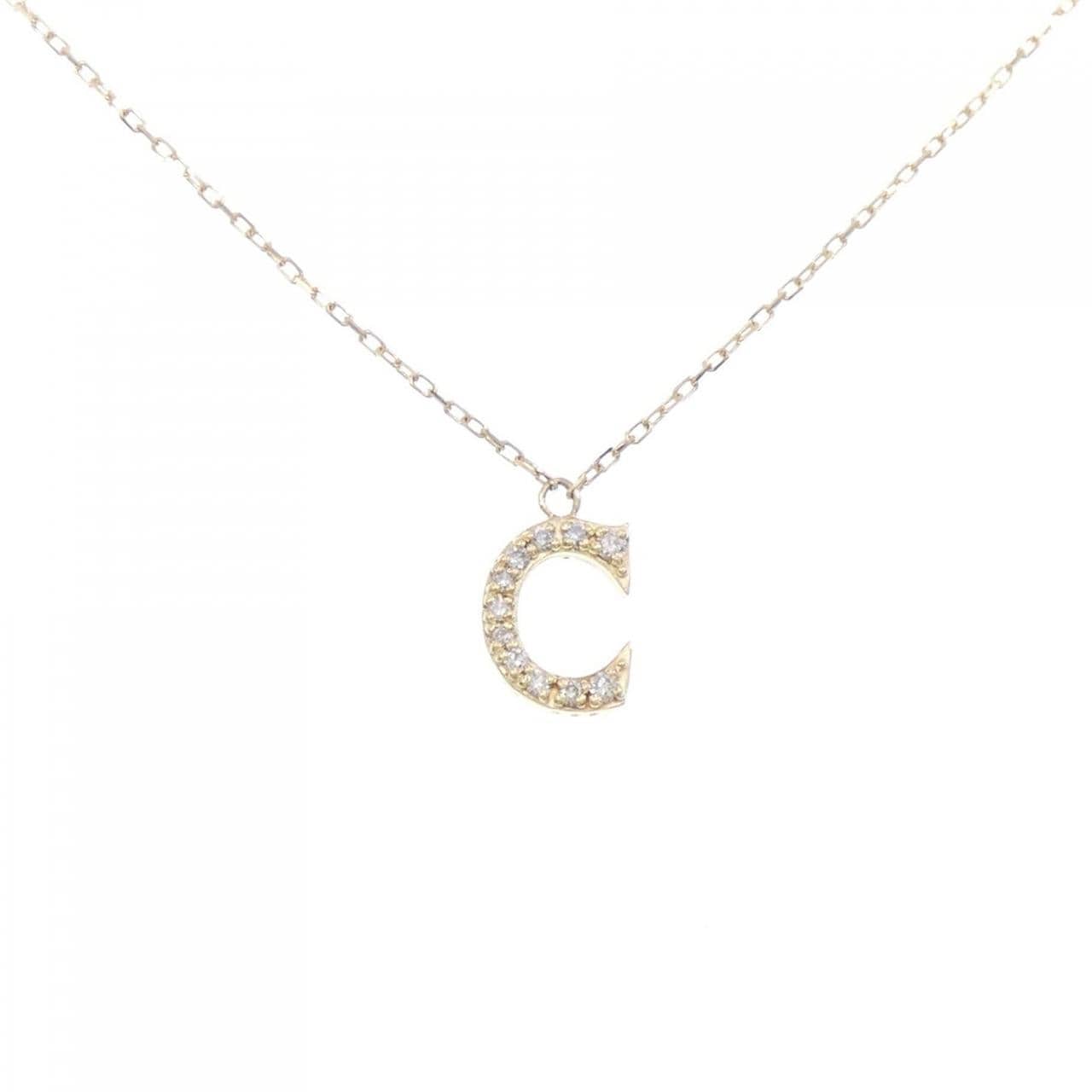 K18YG Initial C Diamond Necklace 0.06CT