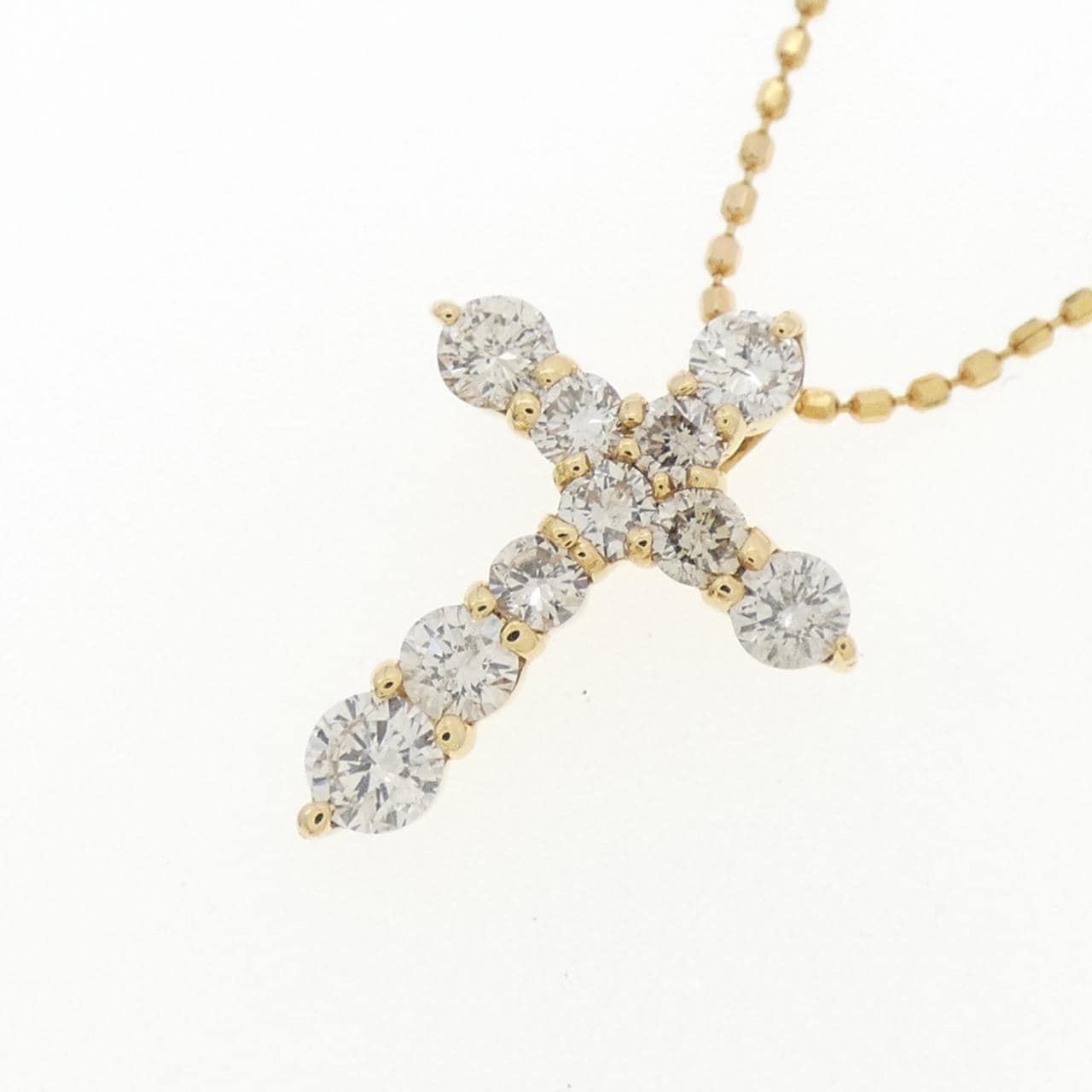K18YG クロス ダイヤモンド ネックレス 0.5CT