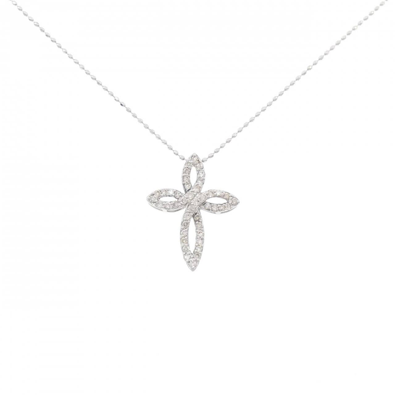 K18WG クロス ダイヤモンド ネックレス 0.30CT