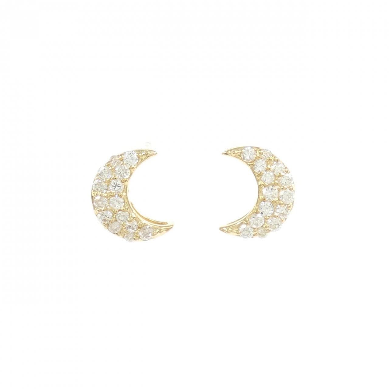 【リメイク】K18YG ムーン ダイヤモンド ピアス 0.20CT