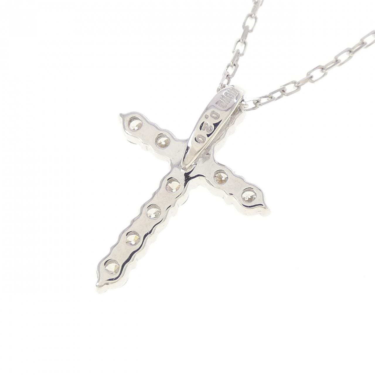 K18WG クロス ダイヤモンド ネックレス 0.20CT