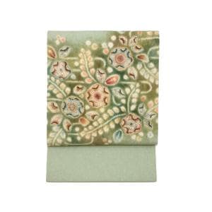 名古屋帯　染帯　ふくれ織　友禅加工絞り入