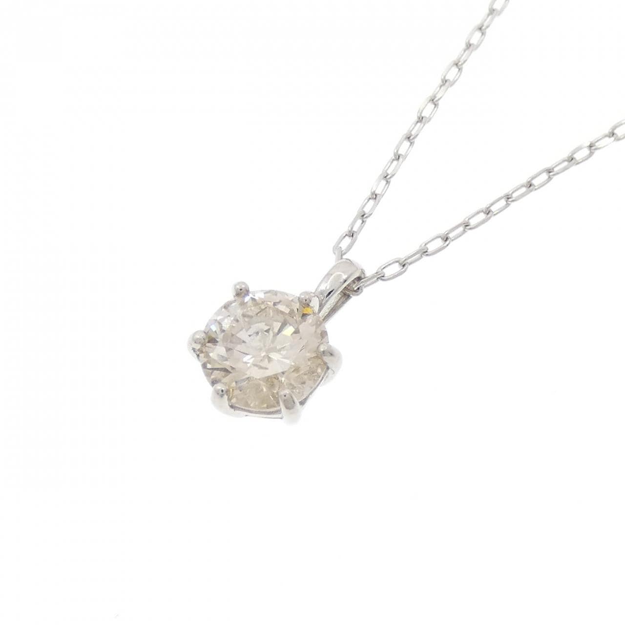 PT999/PT850 ソリティア ダイヤモンド ネックレス 0.90CT