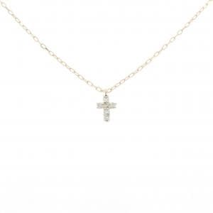 K10YG クロス ダイヤモンド ネックレス 0.06CT