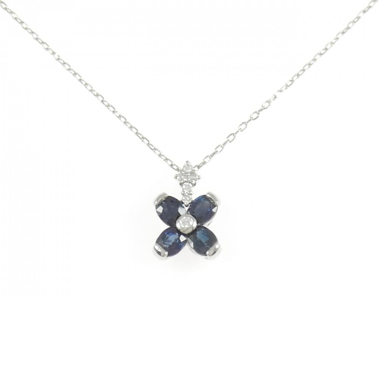 PT900/PT850 フラワー サファイヤ ネックレス 1.71CT