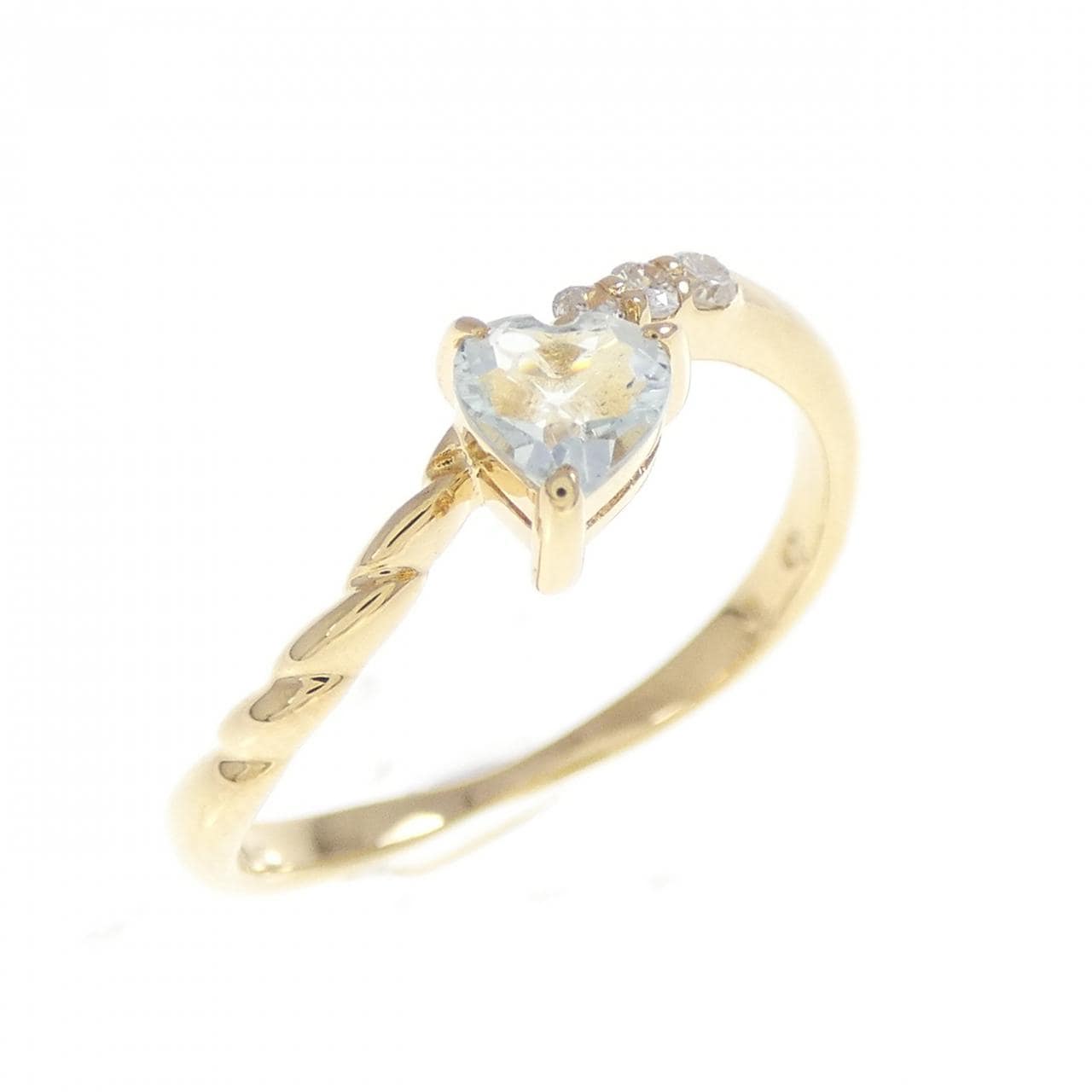 K18YG ハート アクアマリン リング