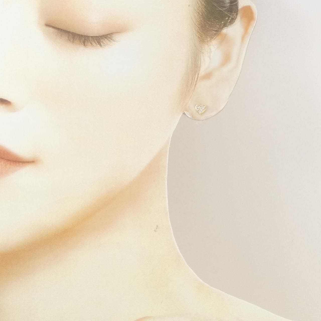 K18YG ハート ダイヤモンド ピアス 片耳 0.10CT