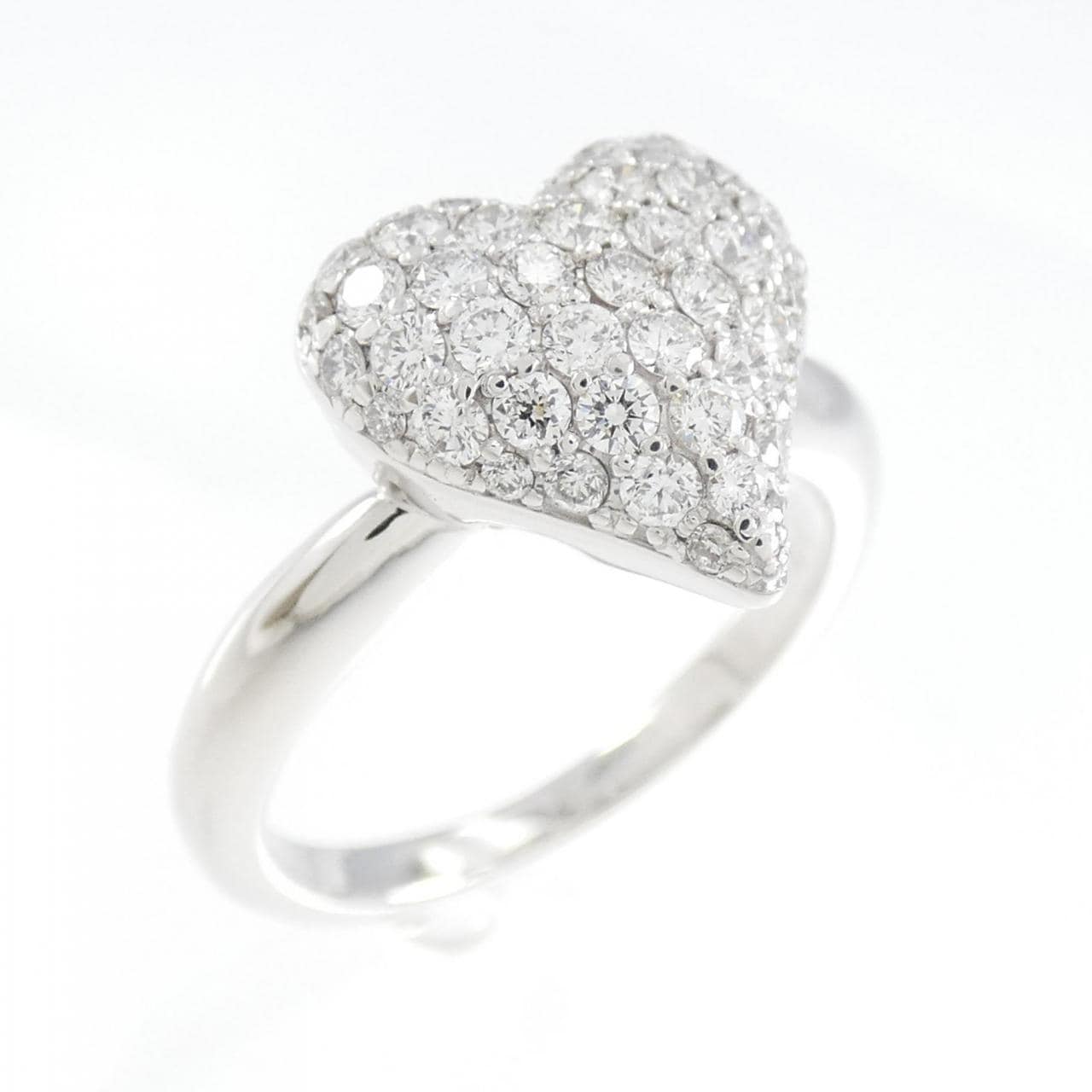 K18WG Heart Pave Diamond Ring 0.70CT
