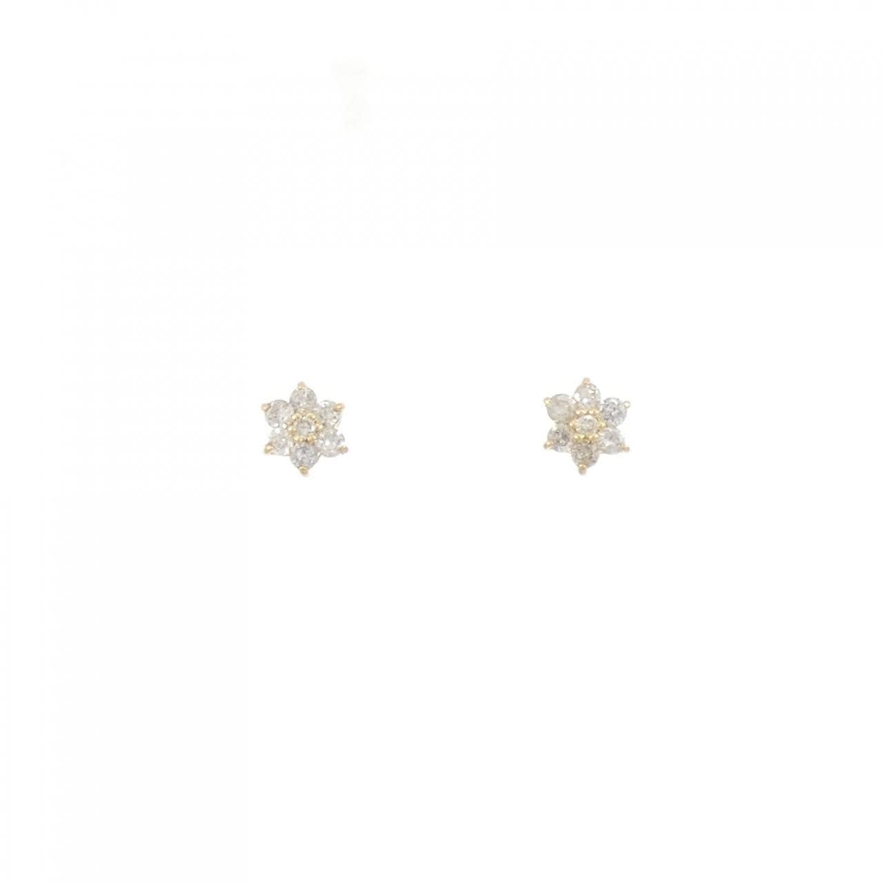 K18YG フラワー ダイヤモンド ピアス 0.20CT