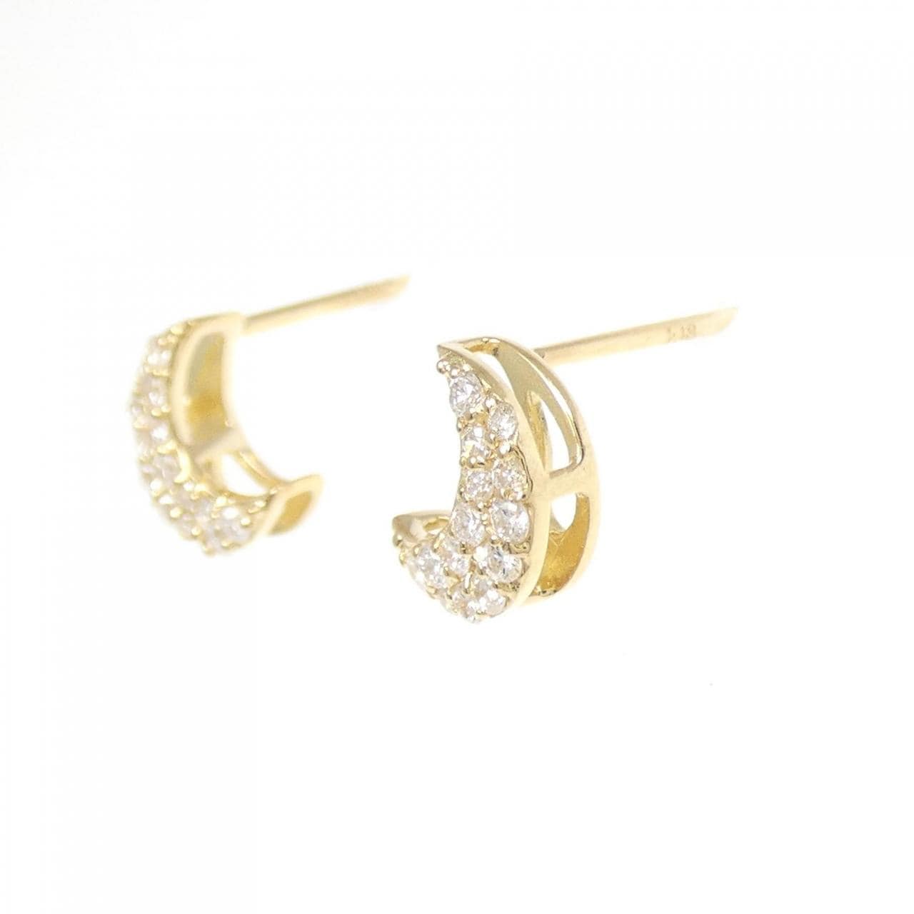 【リメイク】K18YG ムーン ダイヤモンド ピアス 0.20CT