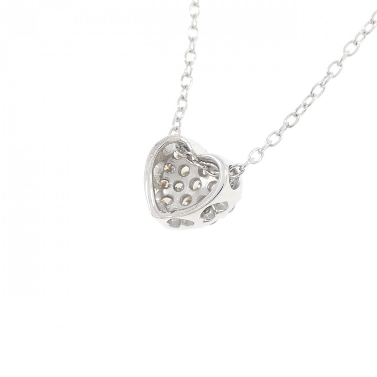 K18WG パヴェ ハート ダイヤモンド ネックレス 0.20CT