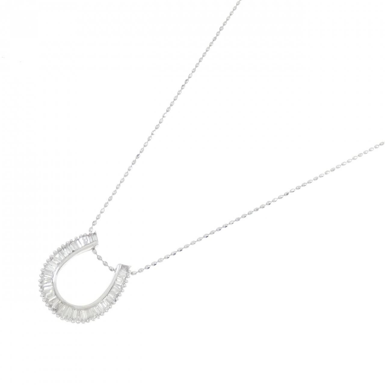K18WG Horseshoe Diamond Necklace 0.30CT