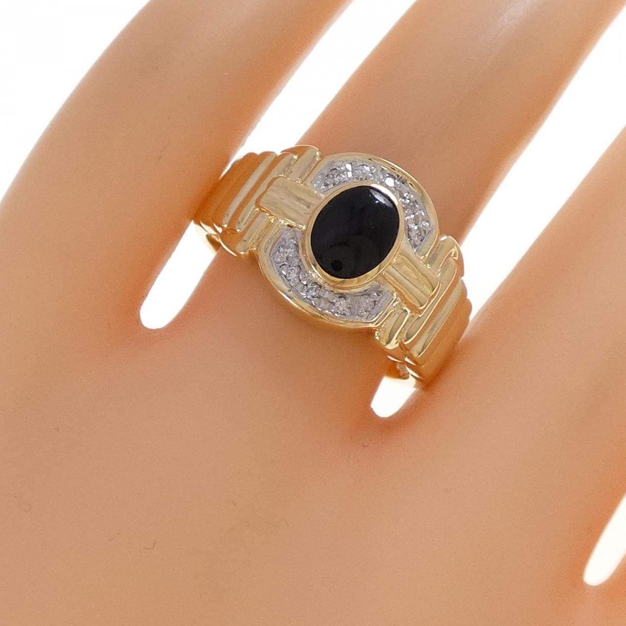 K18YG/PT900 オニキス リング