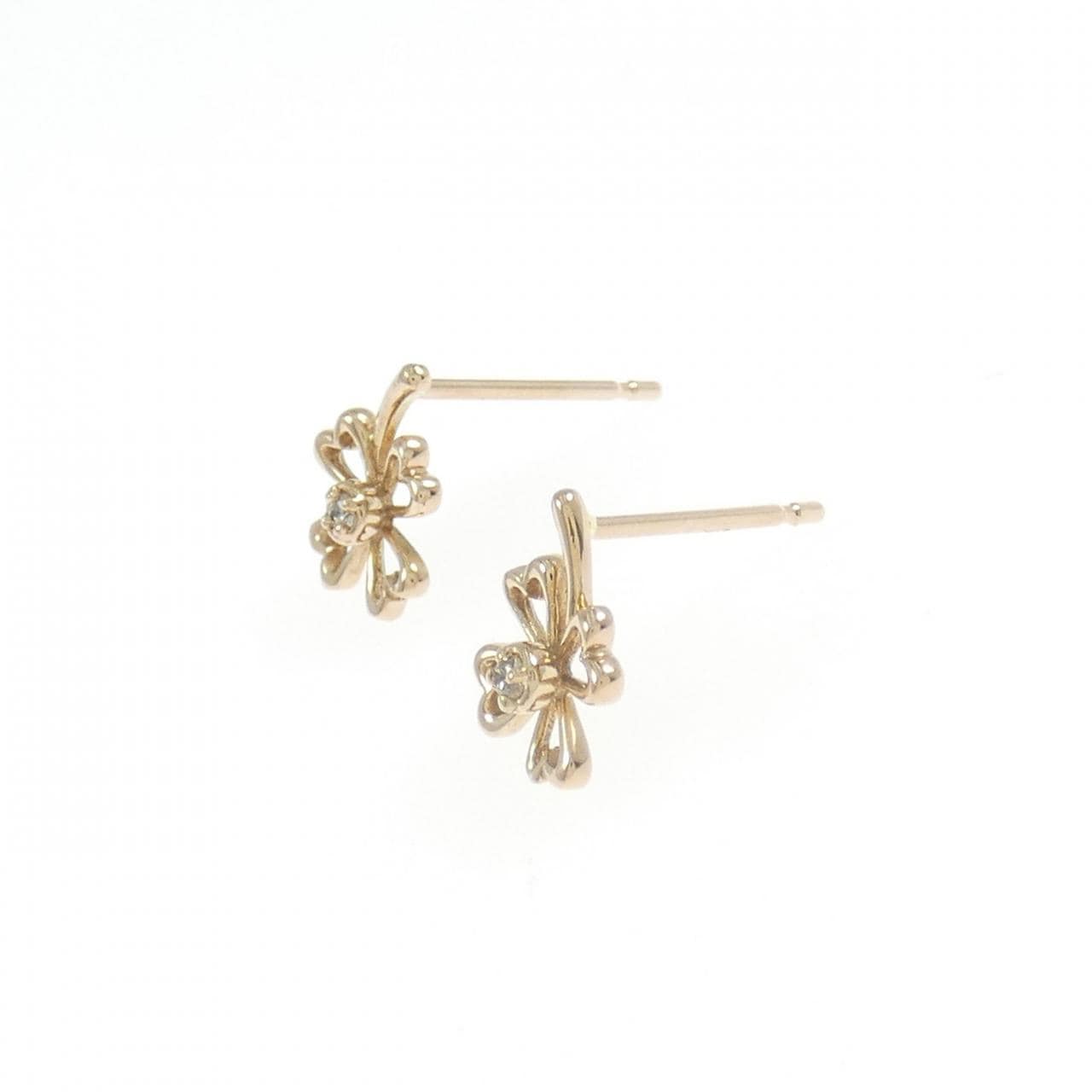 K18PG フラワー ダイヤモンド ピアス 0.02CT