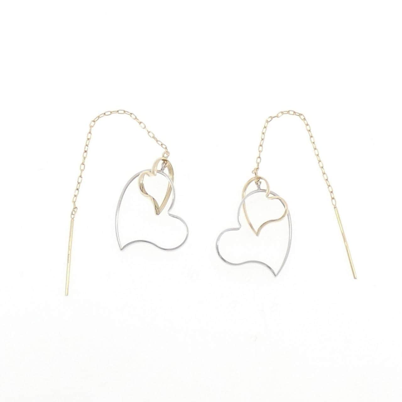 K10YG/K10WG ハート ピアス