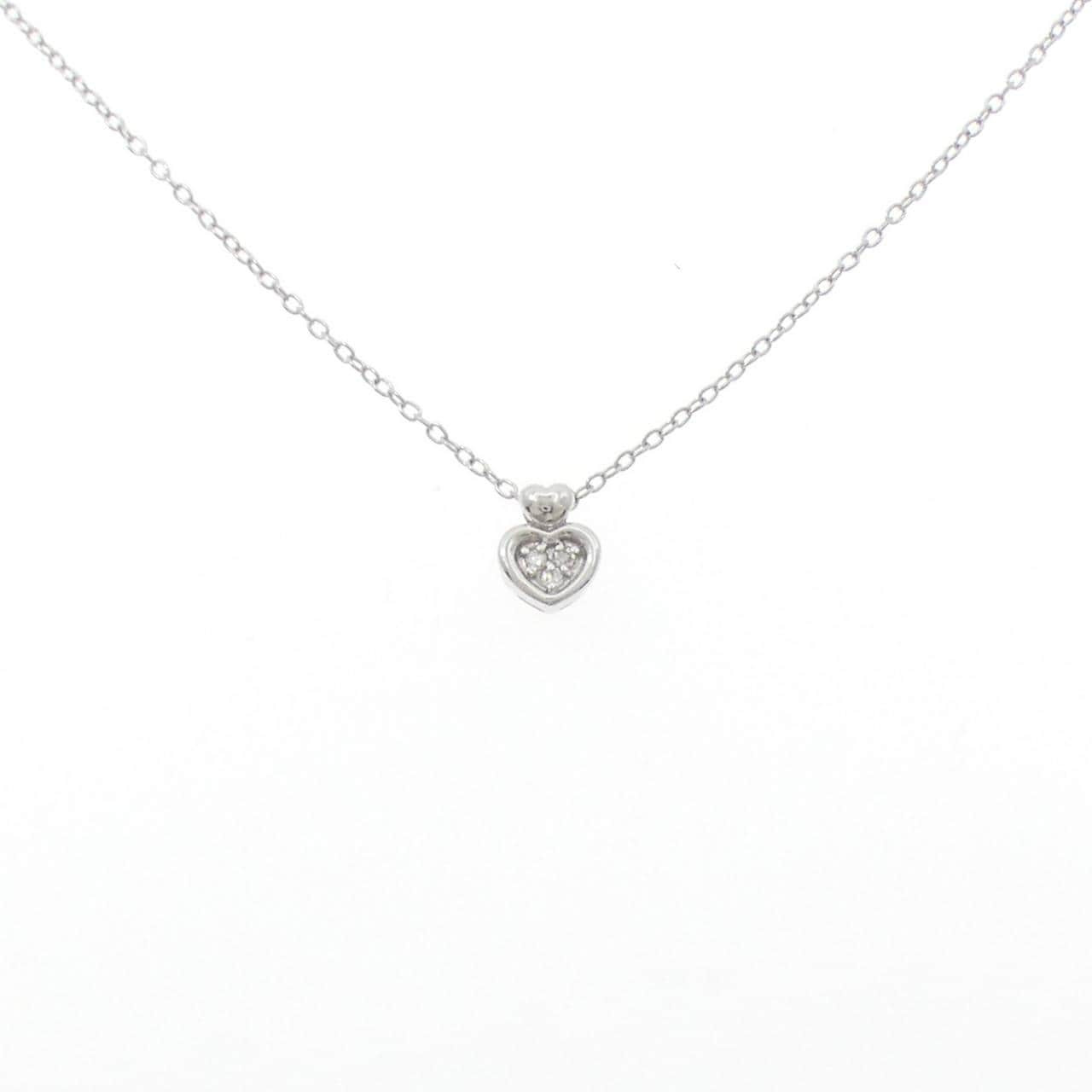 K18WG/PT850 ハート ダイヤモンド ネックレス 0.03CT