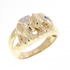 K18YG エレファント サファイヤ リング 0.02CT