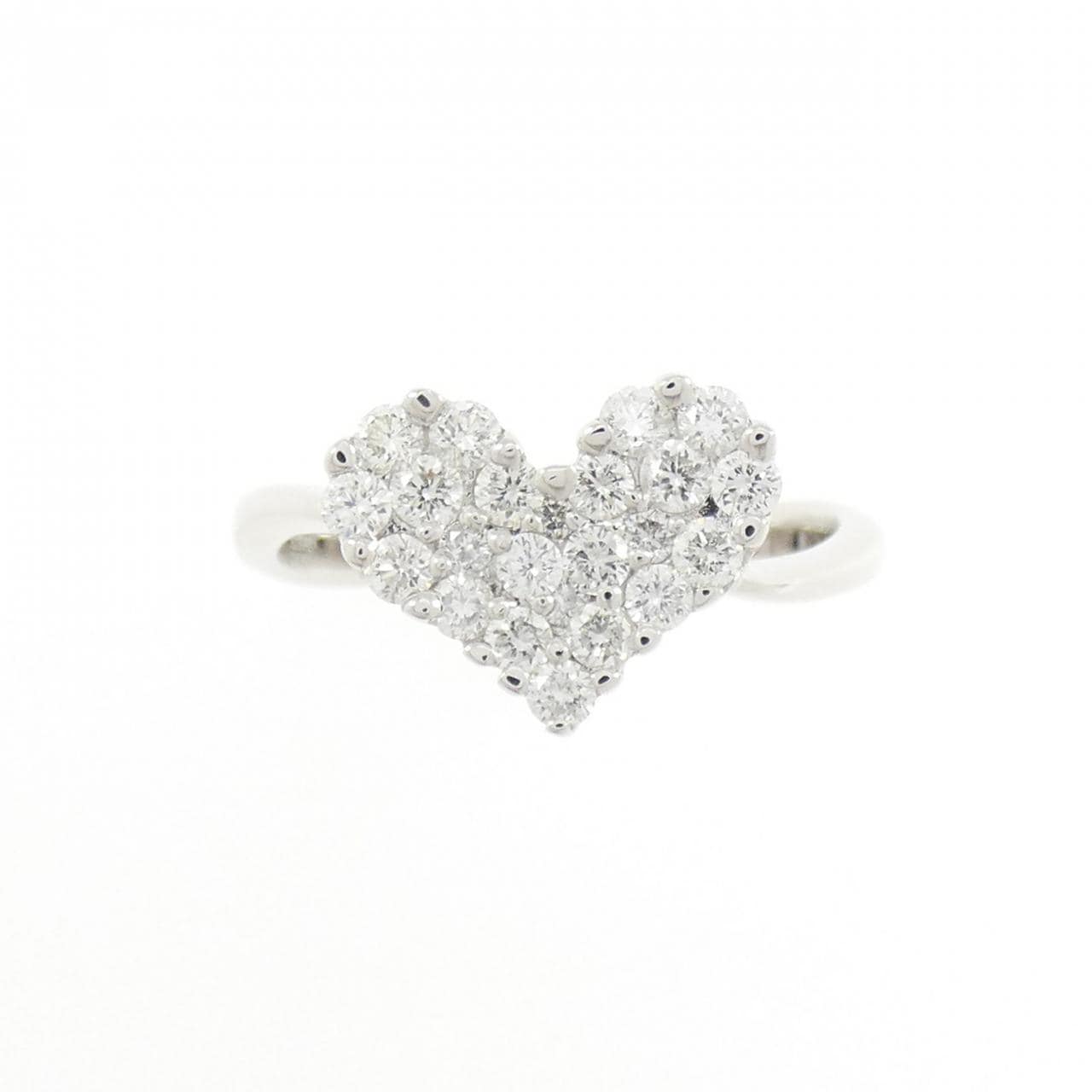 K18WG ハート パヴェ ダイヤモンド リング 0.50CT
