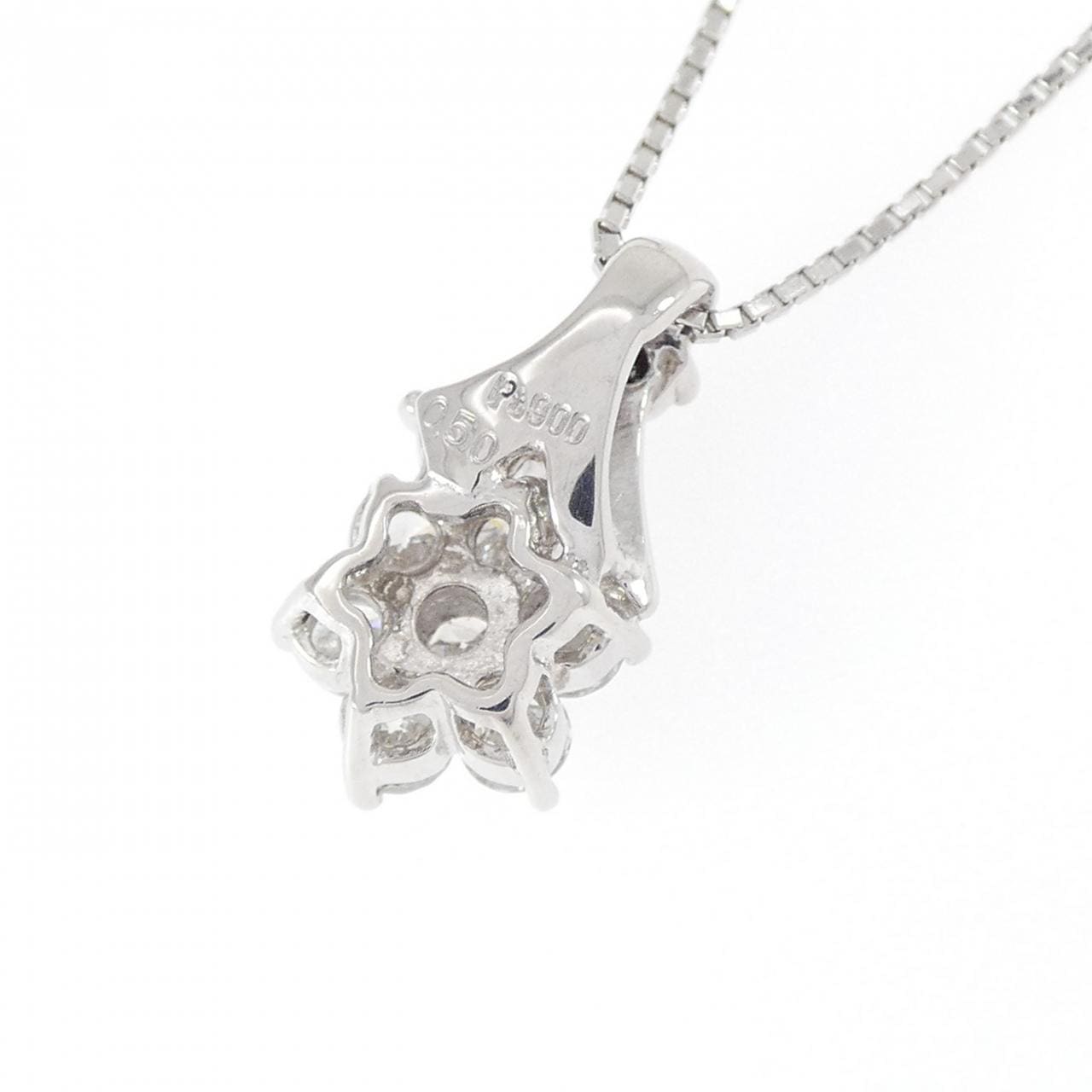 PT900/PT850 フラワー ダイヤモンド ネックレス 0.50CT
