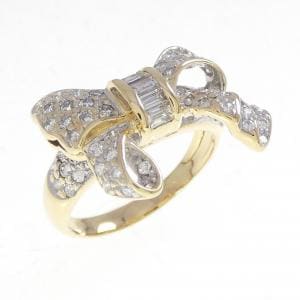 K18YG/K18WG リボン ダイヤモンド リング 0.75CT